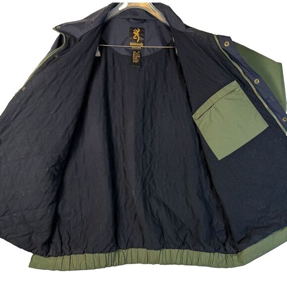 Browning Field Lined Hunting Jacket Green XXL Shooting Game Chore Coat VTG - Picture 7 of 16